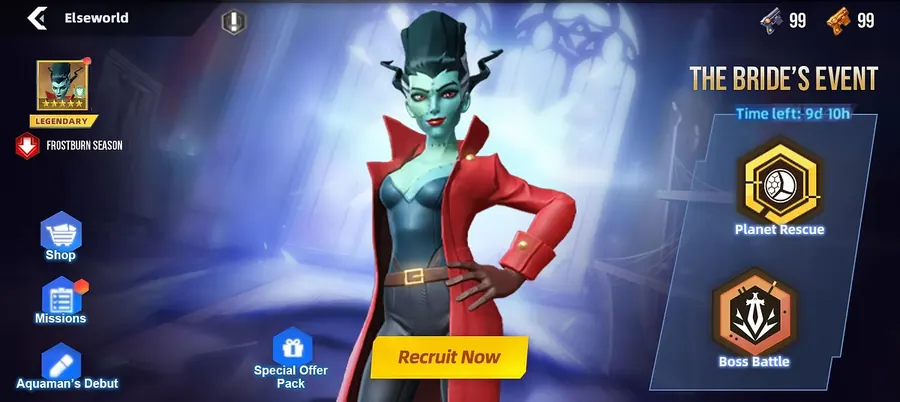 DC Worlds Collide Legendary Event interface featuring The Bride