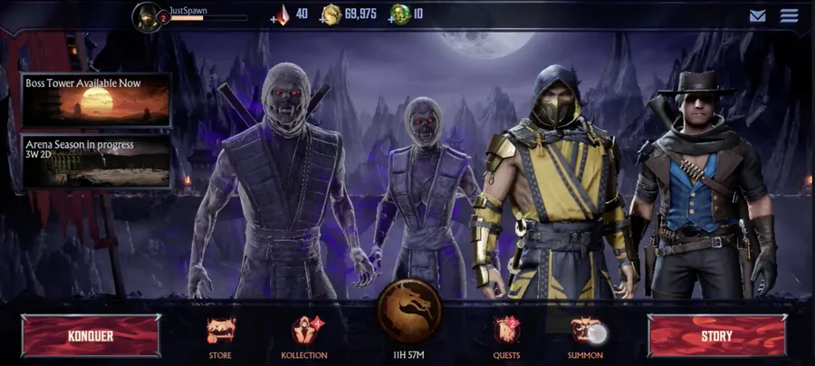 Mortal Kombat Onslaught home interface