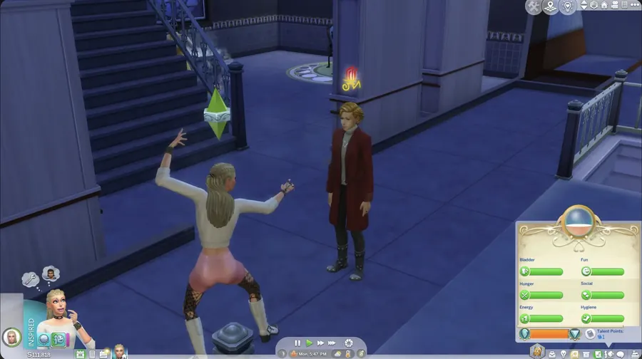 The Sims 4 character needs interface