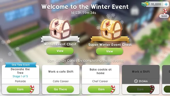 The Sims Mobile live event prize interface