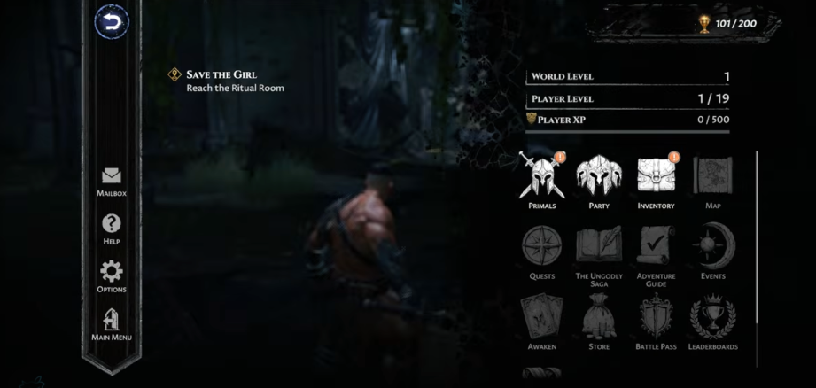 Existing Ungodly pause menu showing navigation options and player information